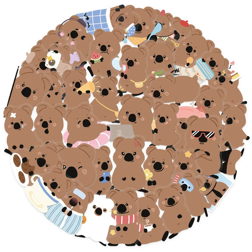 50PCS Transparent Quokka Daily Life Sticker Pack - Waterproof PET for Scrapbooking, Guitar Decor & DIY LanLanStickersWorld Store