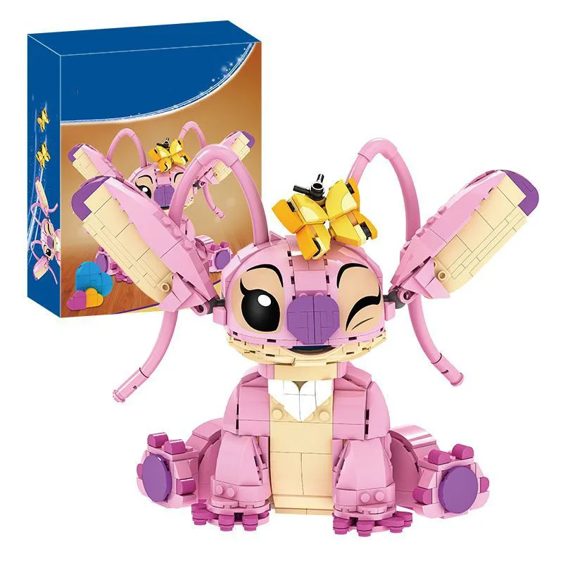 

New 2025Angel Stitch Building Blocks Cartoon Cute Children Puzzle Assembly Toys Ear Mobility Girl Boy Birthday Gift Toys
