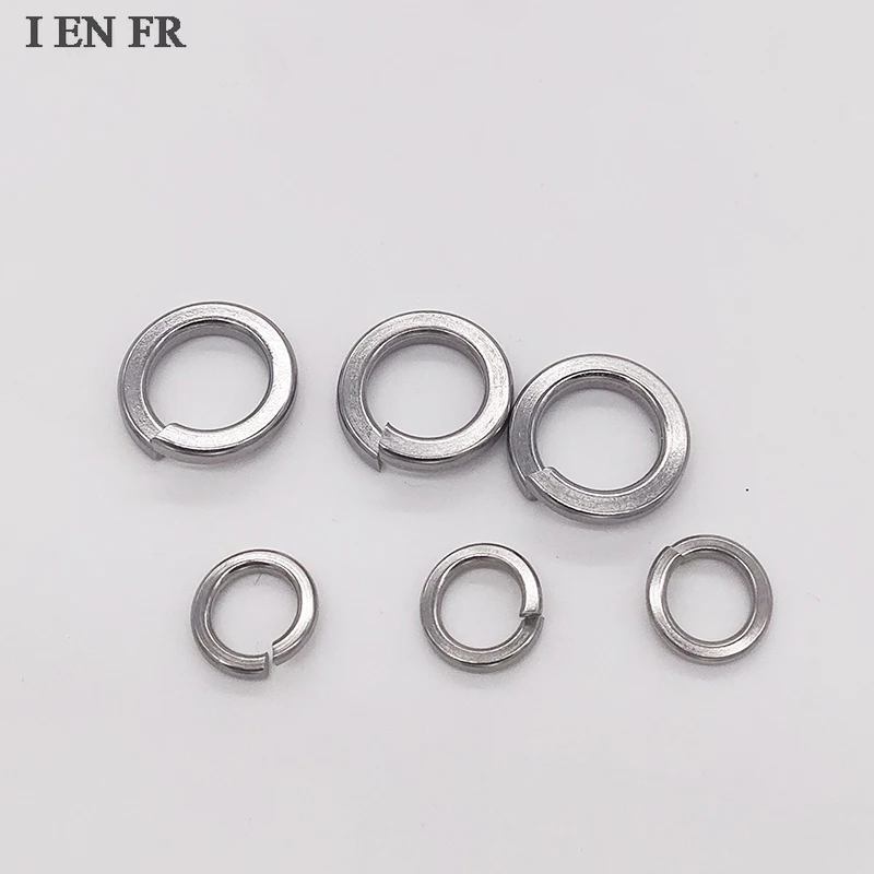 2-200pcs GB93 M1.6 M2 M2.5 M3 M4 M5 M6 M8 M10 M12 M16 M20 304 A2 Stainless Steel Spring Split Lock Washer Elastic Gasket