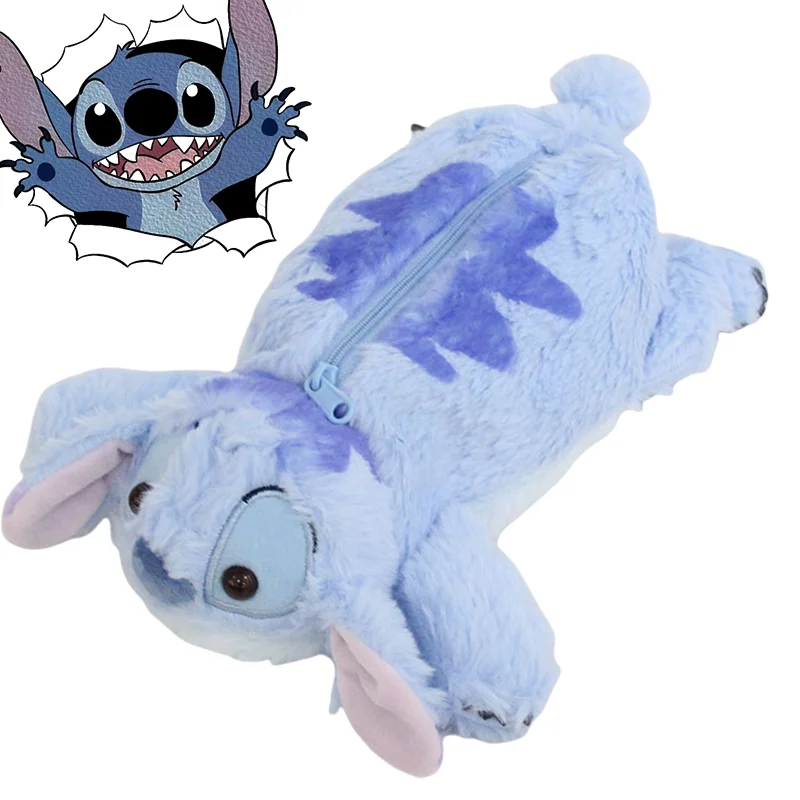 

Disney Stitch Pencil Bag Large Plush Capacity Storage Bag Boys Girls School Home Stationery Learning Supplies Anime Portable