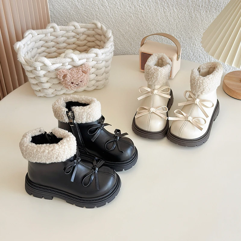 Winter Hot Selling Girls Round Toe Non-slip Comfortable Short Boots 2026 New Side Zipper Design Children's Warm Fashion Boots