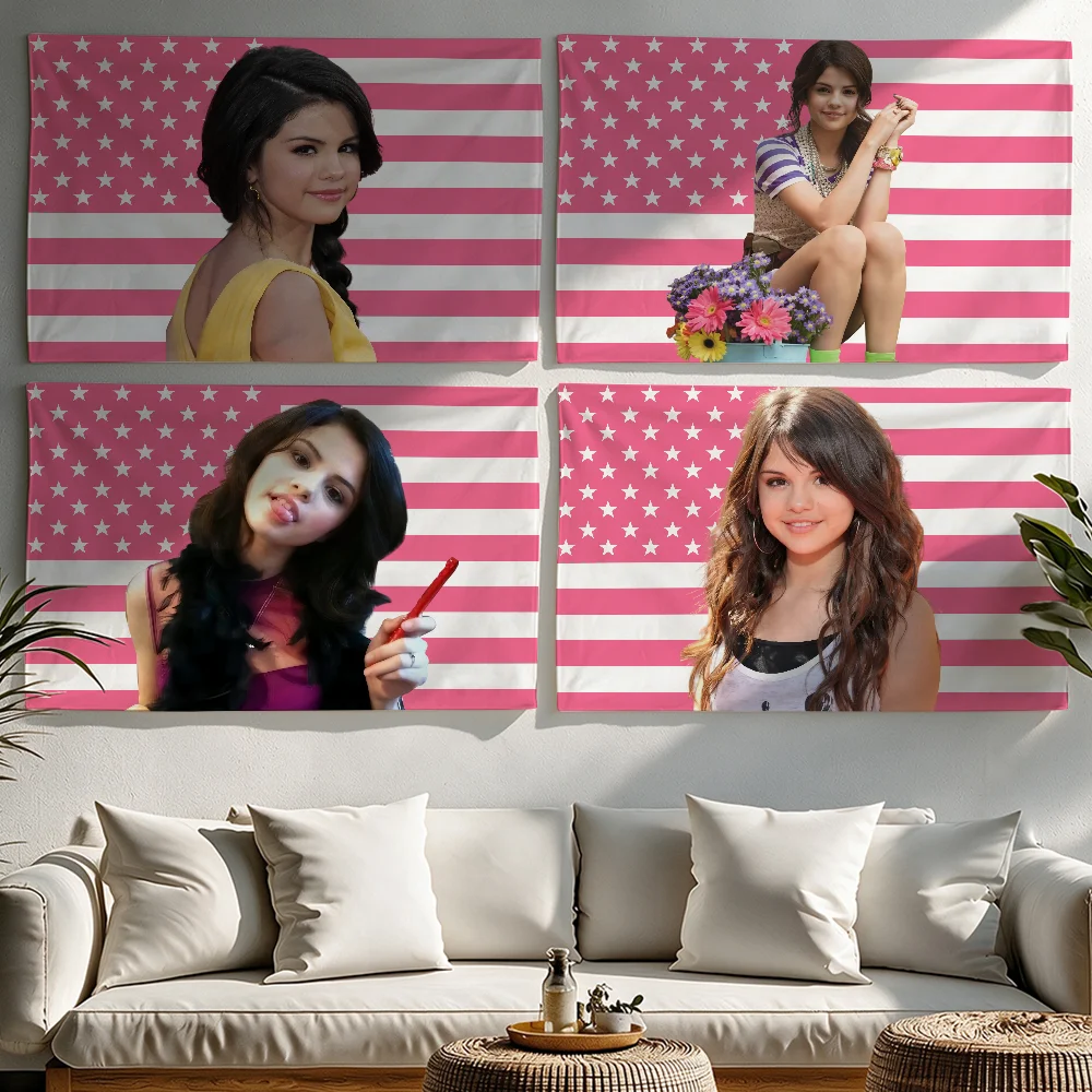 Singer S-Selena G-Gomez flag Tapestries Outdoor Parties Bedrooms Living Rooms Dorm Rooms Wall Decor Banners Gifts