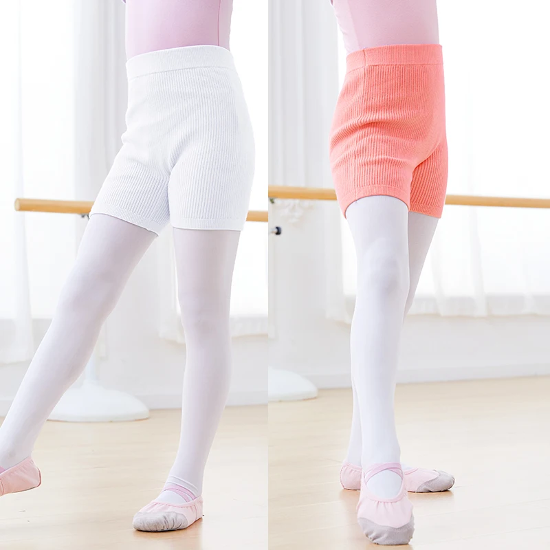 Girls Thermal Ballet Dance Shorts - Winter Knitted Thick Warm-Up High Waist Practice Pants for Kids
