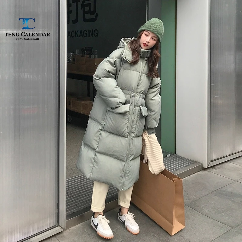 سترة شتوية طويلة من القطن، فوق الركبة، سترة خبز كورية سميكة فضفاضة الخصر للطلاب، طراز جديد 2025 للسيدات #4