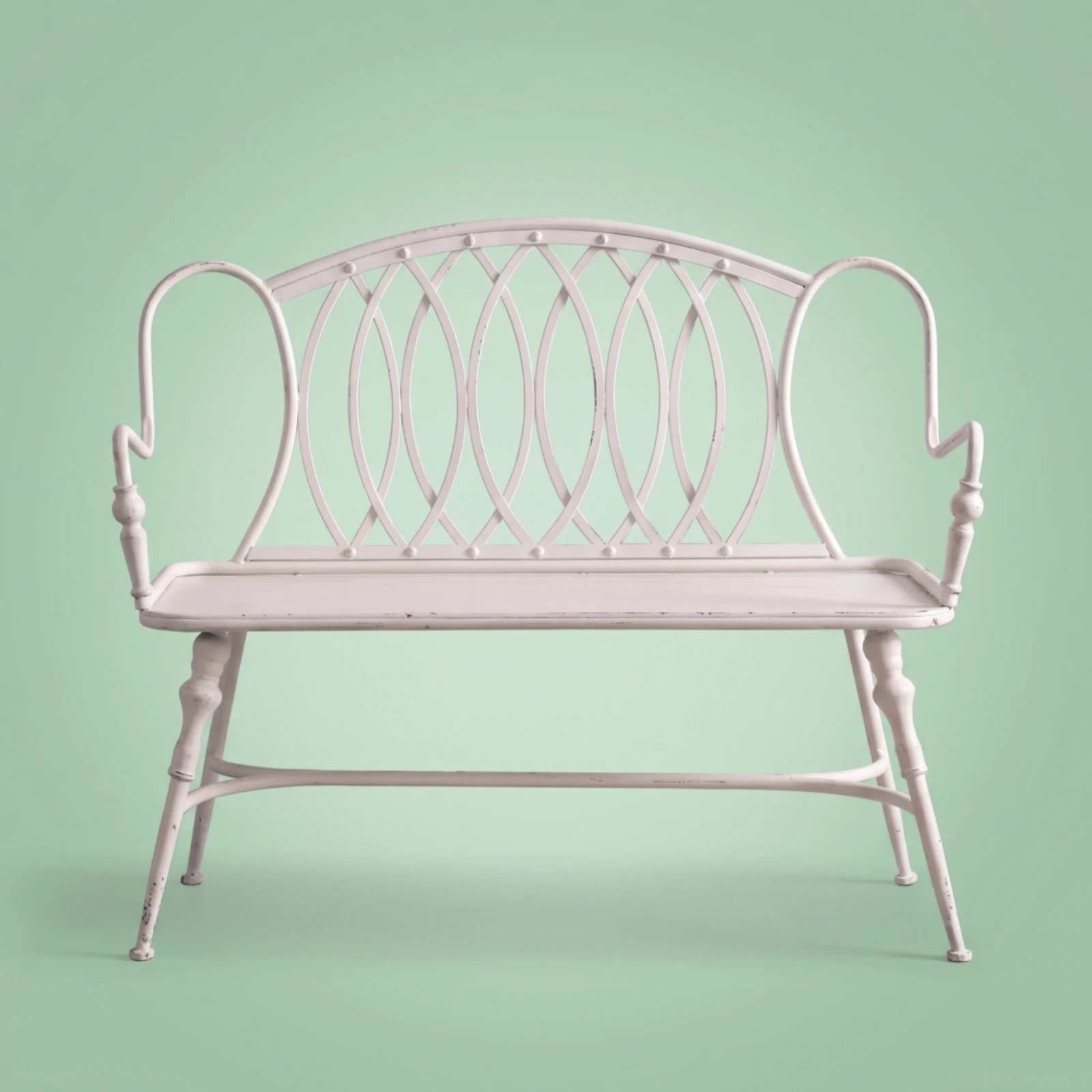 Bench with Armrests Classic Metal Bench Furniture Decorative Long-Lasting for Homeowners, Entryway, Photo Shoots