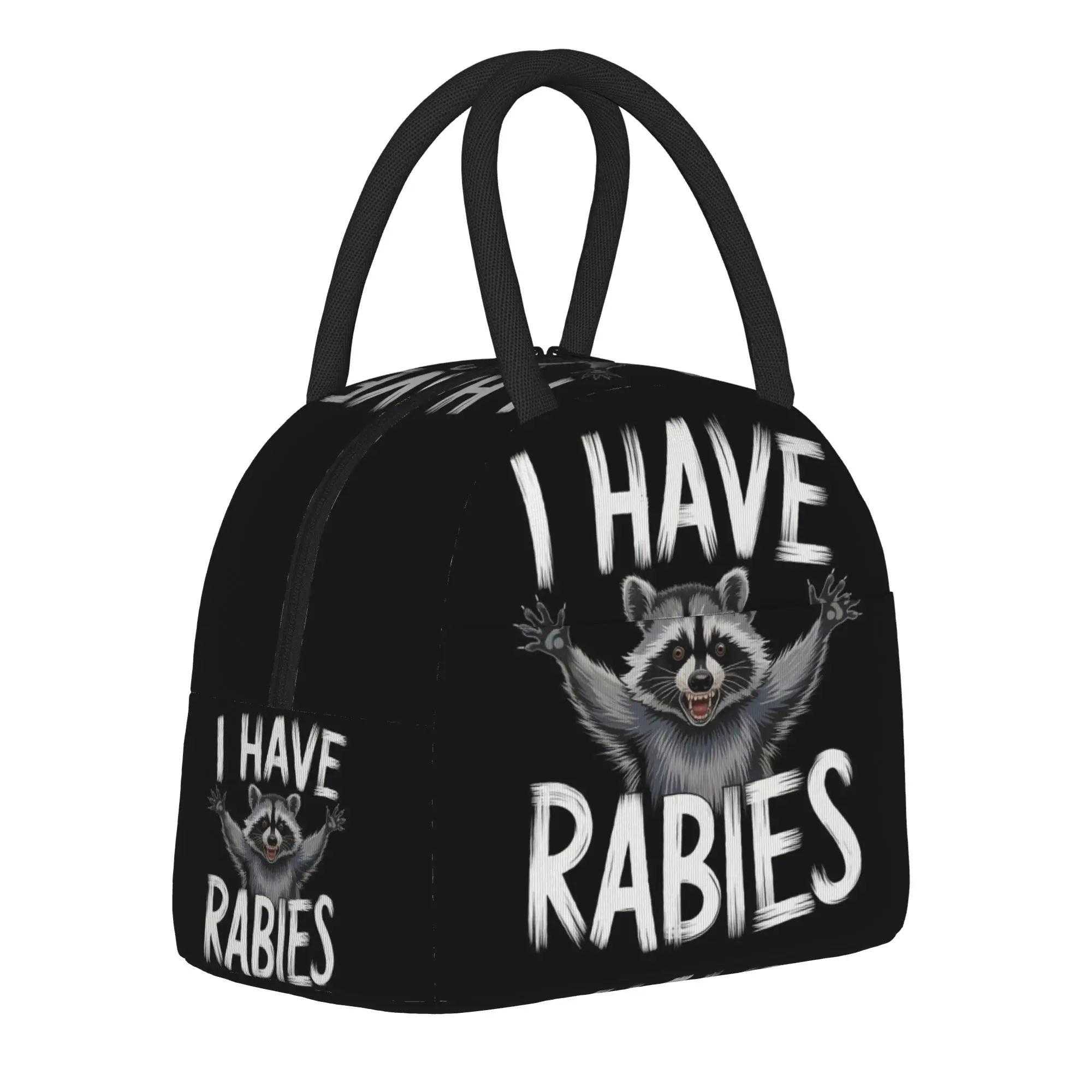 I Have Rabies Don't Tailgate Me Insulated Lunch Tote Bag for Travel Funny Meme Portable Thermal Cooler Washable Bento Bags