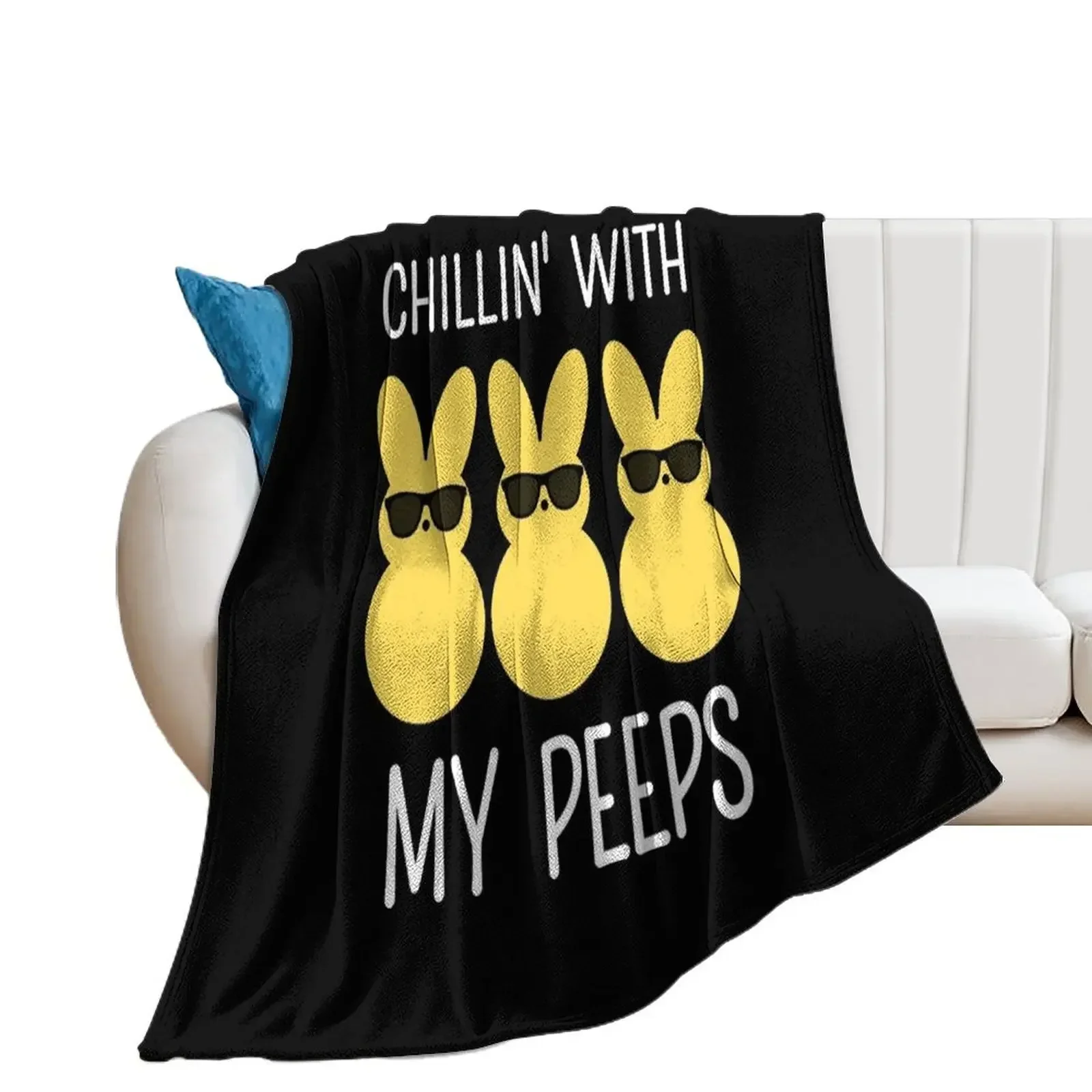 

chillin' with my peeps easter kids Throw Blanket Large Plaid on the sofa Blankets