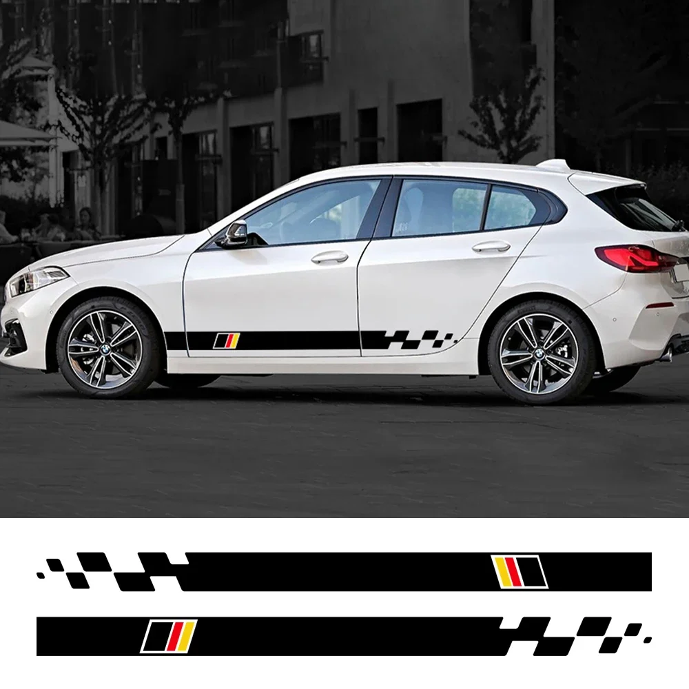 2Pcs Car Door Side Skirt Stickers Auto Vinyl Decals Applique Accessories For BMW 1 Series E82 E87 E88 F20 F21 F70 E81 F40 F52