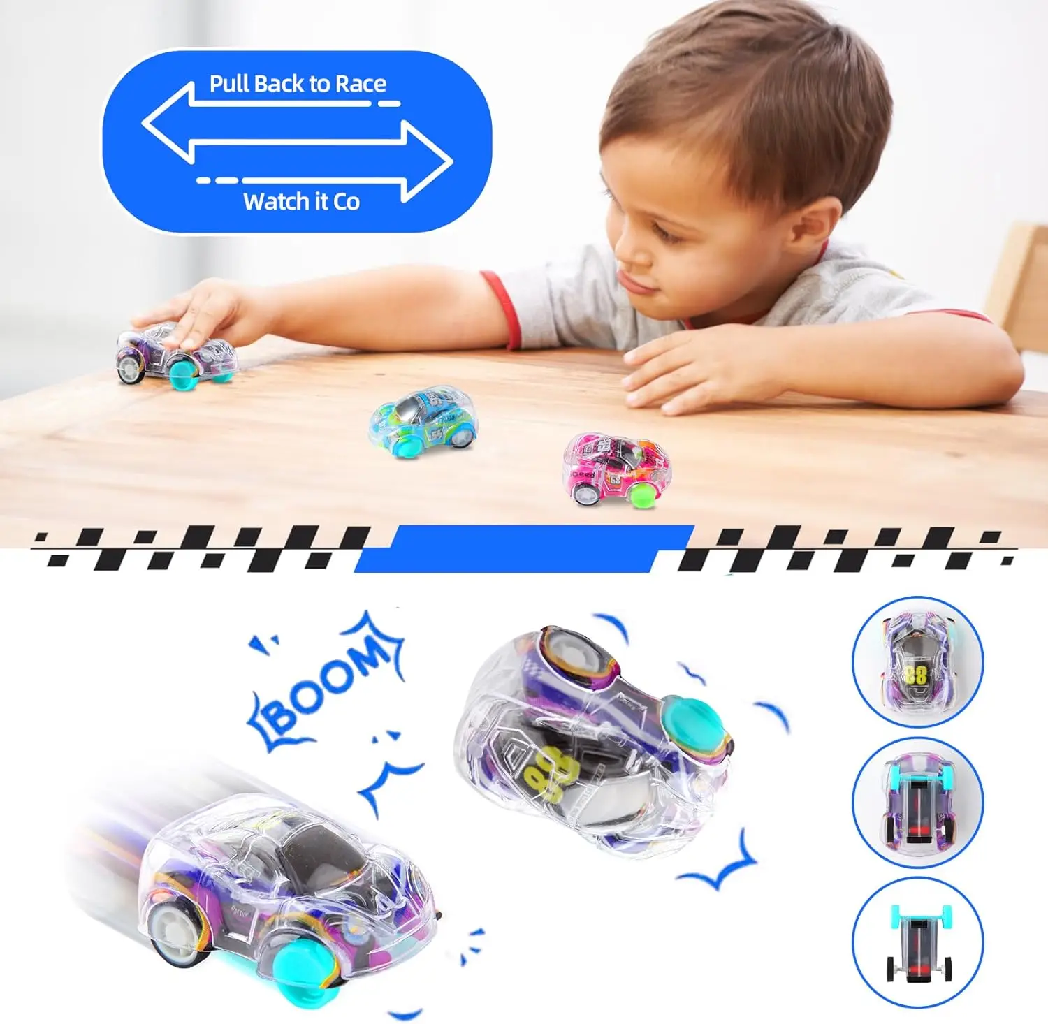 Juego de Mini coches de carreras para niños y niñas, rellenos de Piñata, embutidores de bolsas, 12/100 piezas