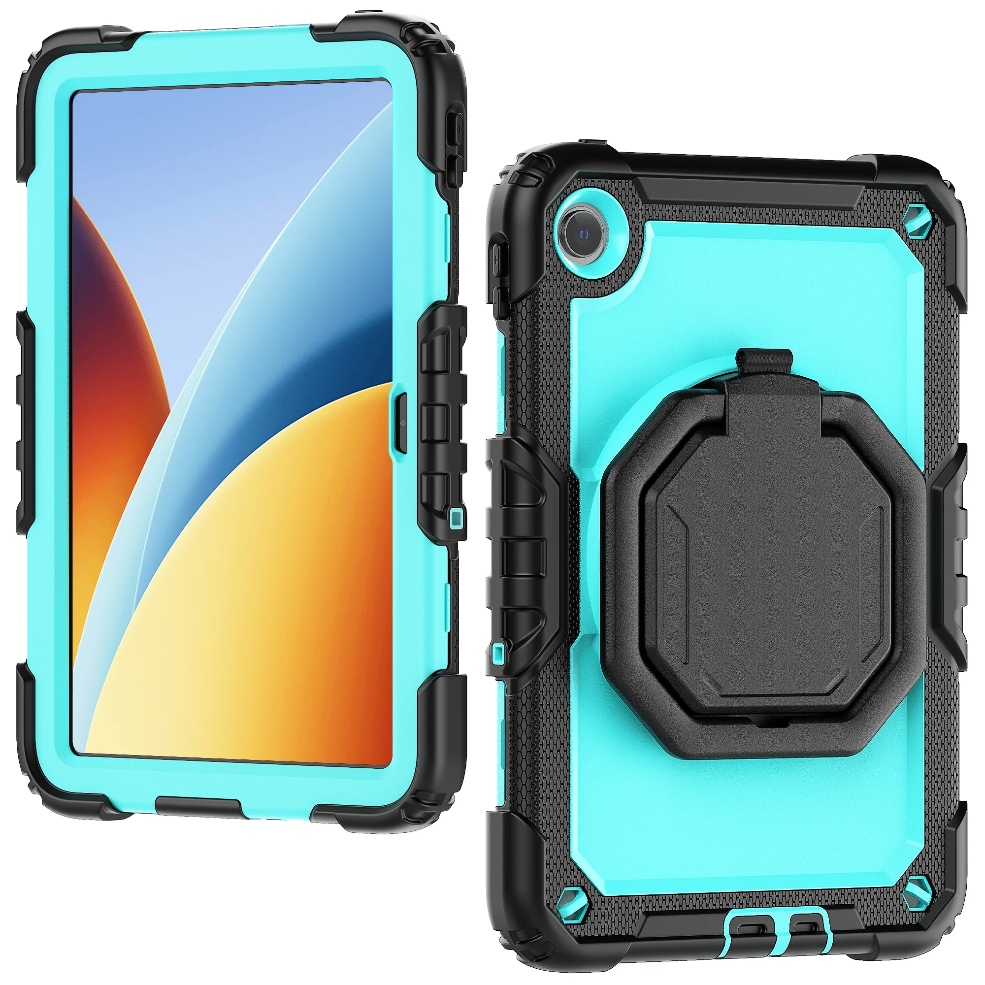 360 Rotatable Rugged Stand Case For Xiaomi Poco Pad C1 Redmi Pad 2 9.7 2026 Heavy Duty Handle Grip Armor Cover 3-Layers Protect 