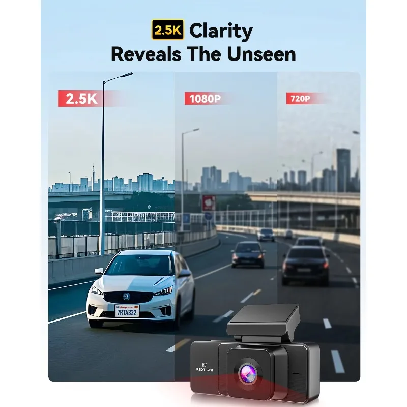 Redtiger Dealer A3 APP Controle 2K + 1080P + 1080P Visão noturna Carro Caixa preta Três câmeras de painel com WIFI GPS