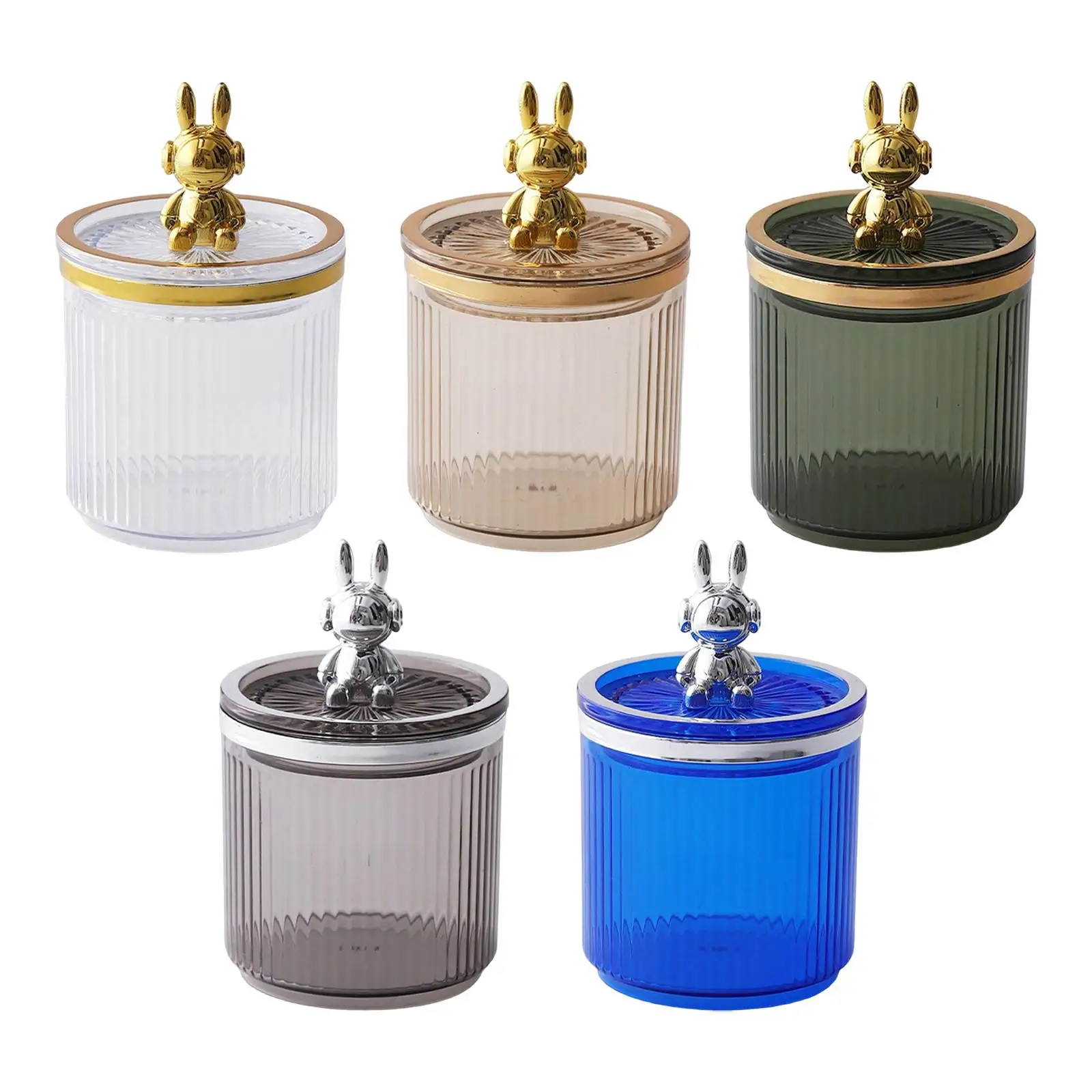 Multipurpose Makeup Pads Holder Decor with Lid Canister Storage Box for Hair Accessories Bedroom Vanity Table Office Tabletop