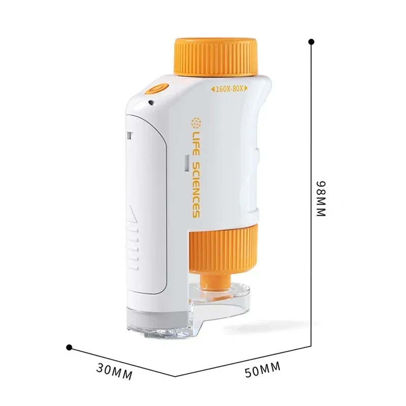 Kit de microscopio de mano para niños, luz LED de laboratorio, a 160X 80X, Escuela en casa, ciencia biológica, juguetes educativos, regalo de cumpleaños