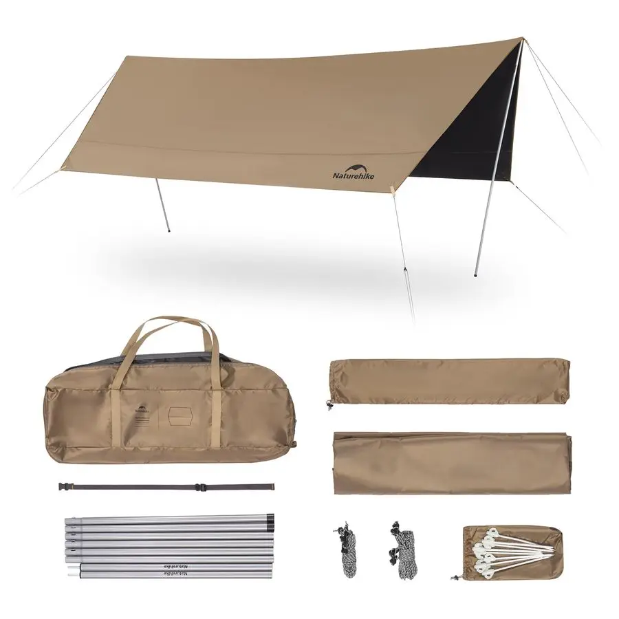 

Cloud Skies Camping Tent Tarp with Poles, Waterproof PU 18000mm Rain Shelter, AntiUV UPF2000 Camping Sun Shelter Canopy