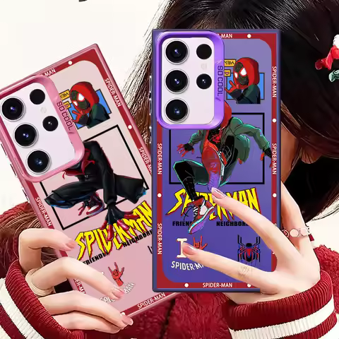 Marvel Avengers Spider-Man For Samsung Galaxy S24 S23 S22 S21 S20 Note 20 Ultra Plus FE 5G Colorful Silver Back Phone Case