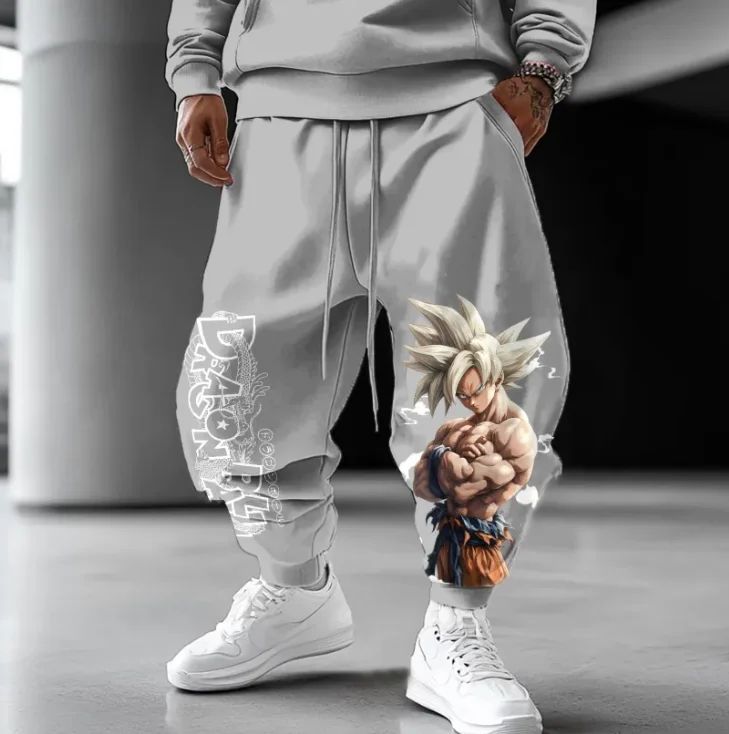 

Свободные брюки из чистого хлопка с анимационным принтом Dragon Ball, леггинсы в стиле хип-хоп для мужчин и женщин