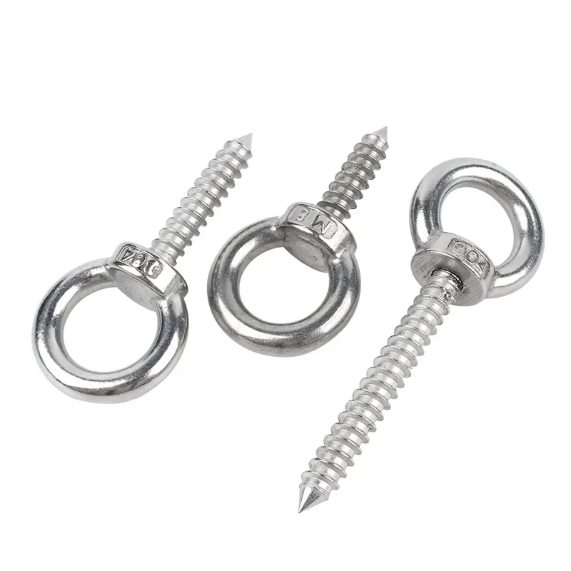 304 A2 Stainless Steel Lifting Ring Screw, Sheep Eye Ring Self Tapping Bolt, Lifting Ring Nut, Self Tapping Wood Screw M4~M12
