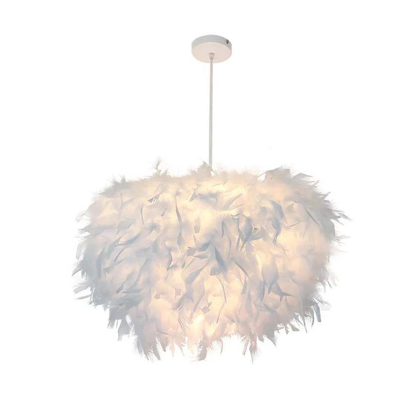 Mordern Feather Pendant Lamp E27 Lamp Holder Fairy Hanging Lamp Goose Feather Bedroom Dining Room Loft Chandelier Ceiling Light