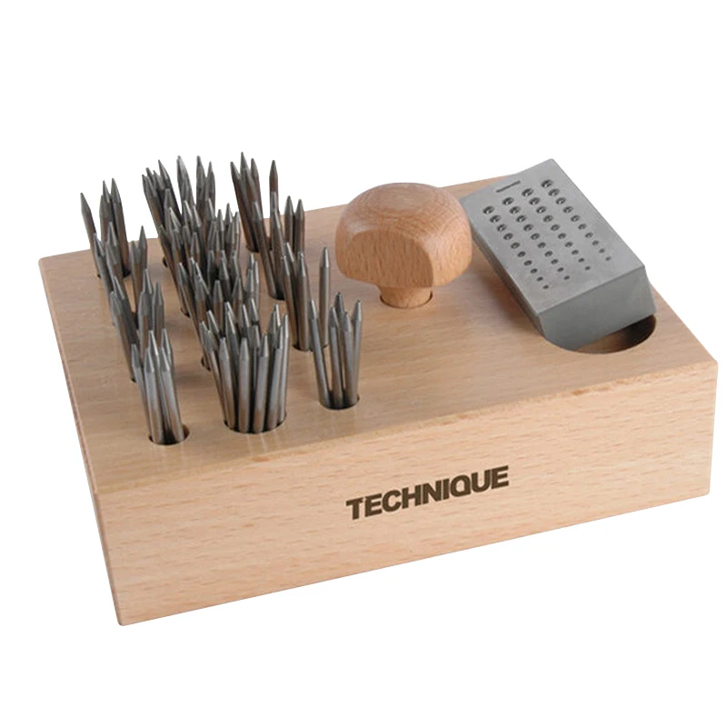 TECHNIQUE Swiss 100Pcs Beading Master Tool Set #5-#16 2.5mm Shank Block Handle Jewelry Prong Bead Forming Stone Setting