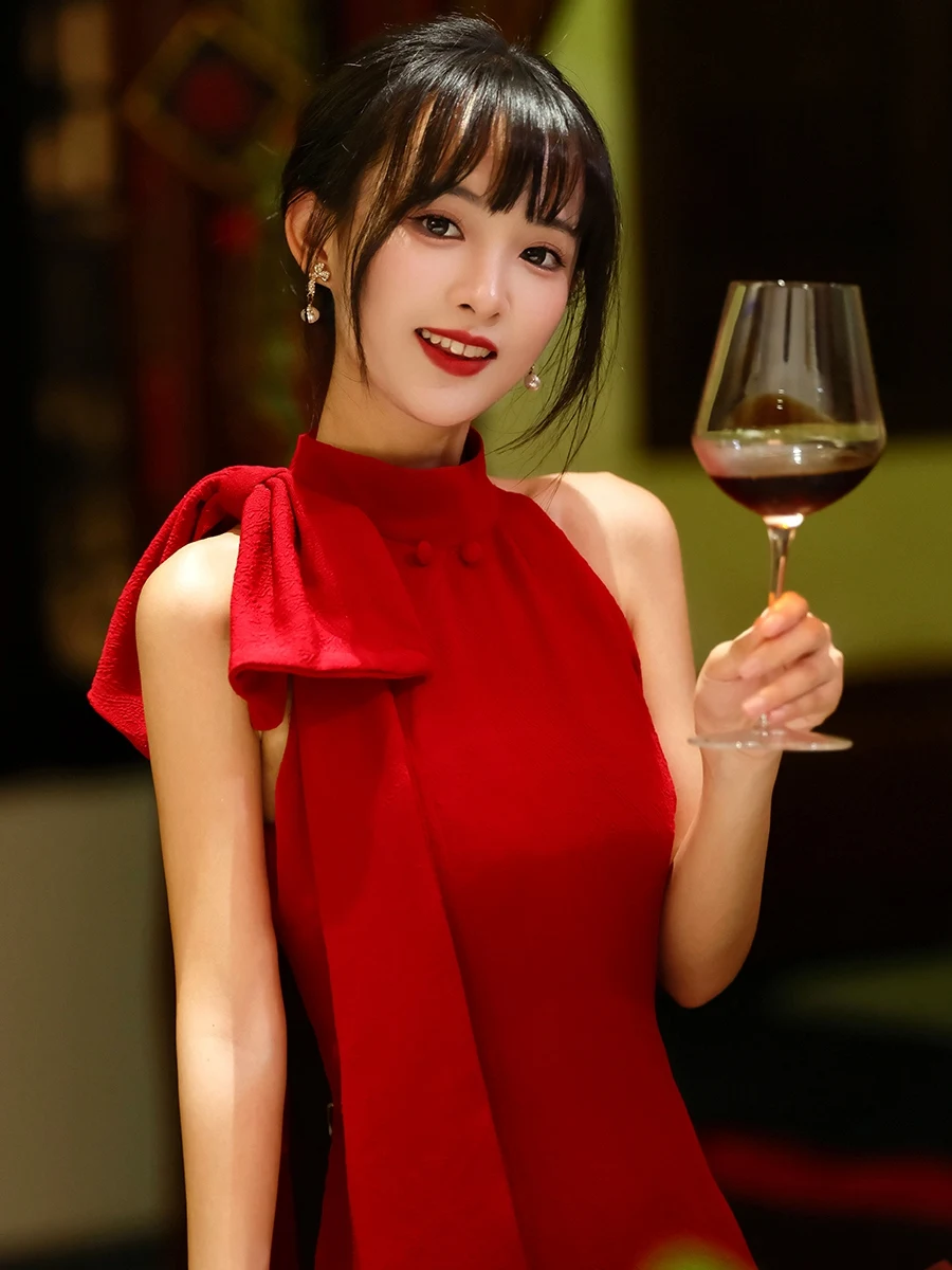 

Young Style | with Yi Gu Fa Cheongsam Toast Dress Girl High-End Improved Red Wedding Female Summer