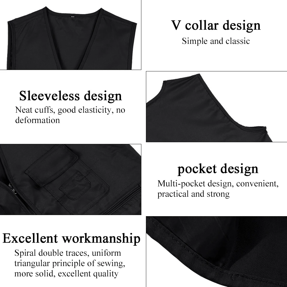 سترة صيد للرجال في الهواء الطلق سترة صيد ملابس رياضية مريحة جيوب متعددة (أسود 3XL) #6