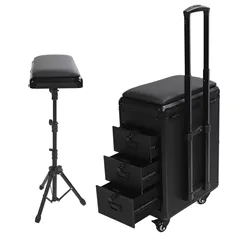Tattoo Work Box Tattoo Hand Holder Adjustable Rolling Handle 3 In 1 Integrated Rolling Makeup Case Tattoo Storage Tool Case
