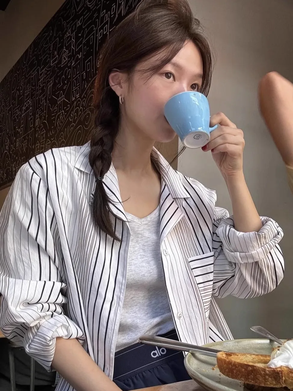 

High Quali Stripe irt Allen Stripe Early Autumn New Arrival Breathable Cotton Long Sve Ne Commute Sle Women's...