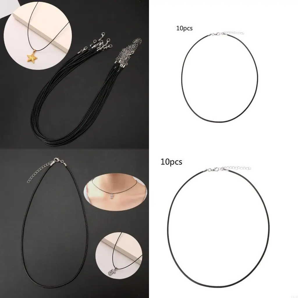 

10Pcs/set Black Silk Necklace Cord 2.0mm/28in with Extension Chain Lead & Nickel Free with Firmly Attached Silver Clasp
