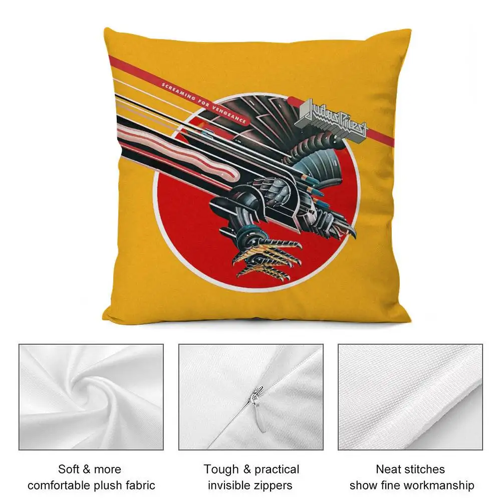 كول J-Judas P-Priest كيس وسادة نسيج قطيفة لينة مزدوجة الوجهين طباعة غطاء وسادة أريكة رمي وسادة تغطي