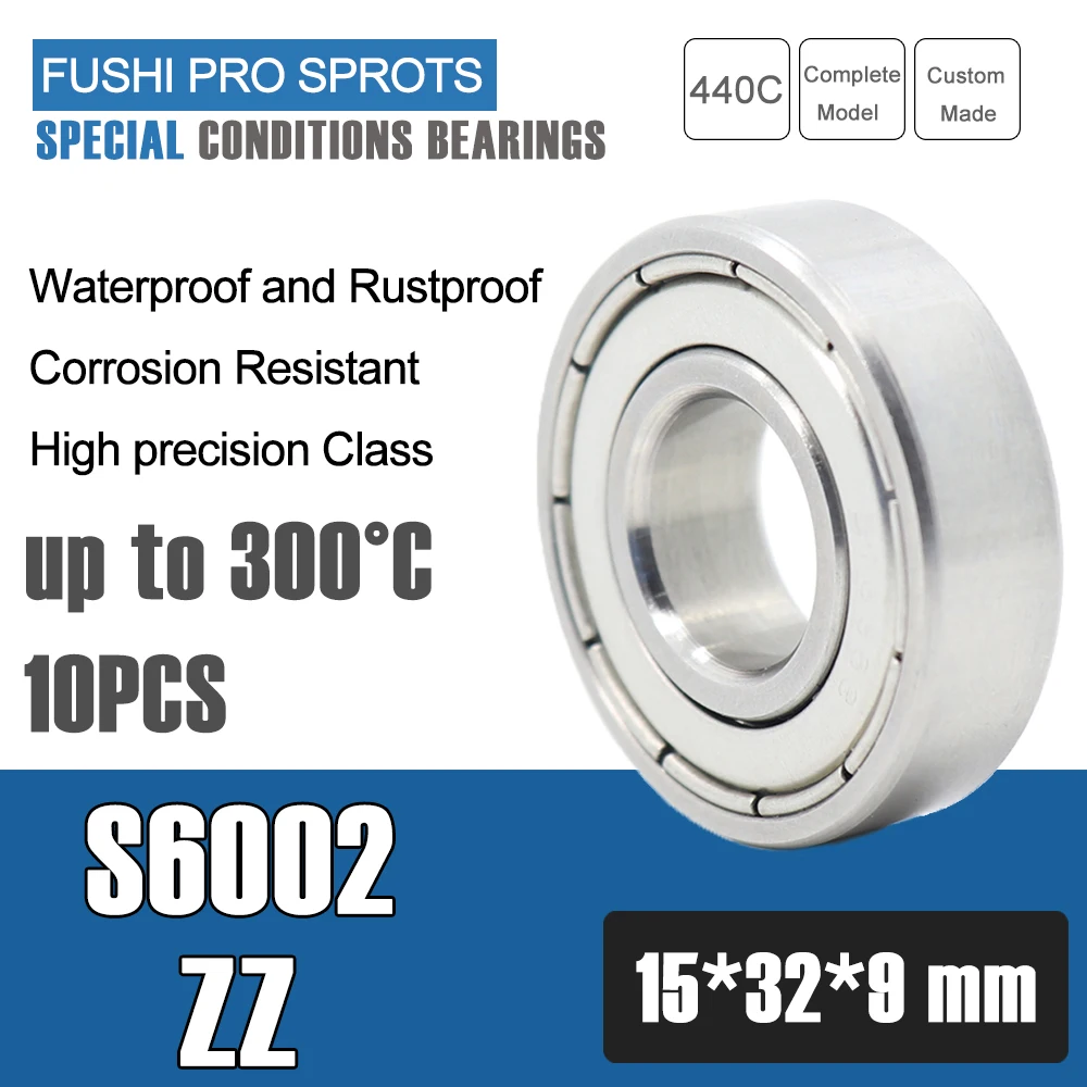 

S6002ZZ подшипник 15*32*9 мм (10 шт.) S6002 Z ZZ S 6002 440C из нержавеющей стали S6002Z шарикоподшипники