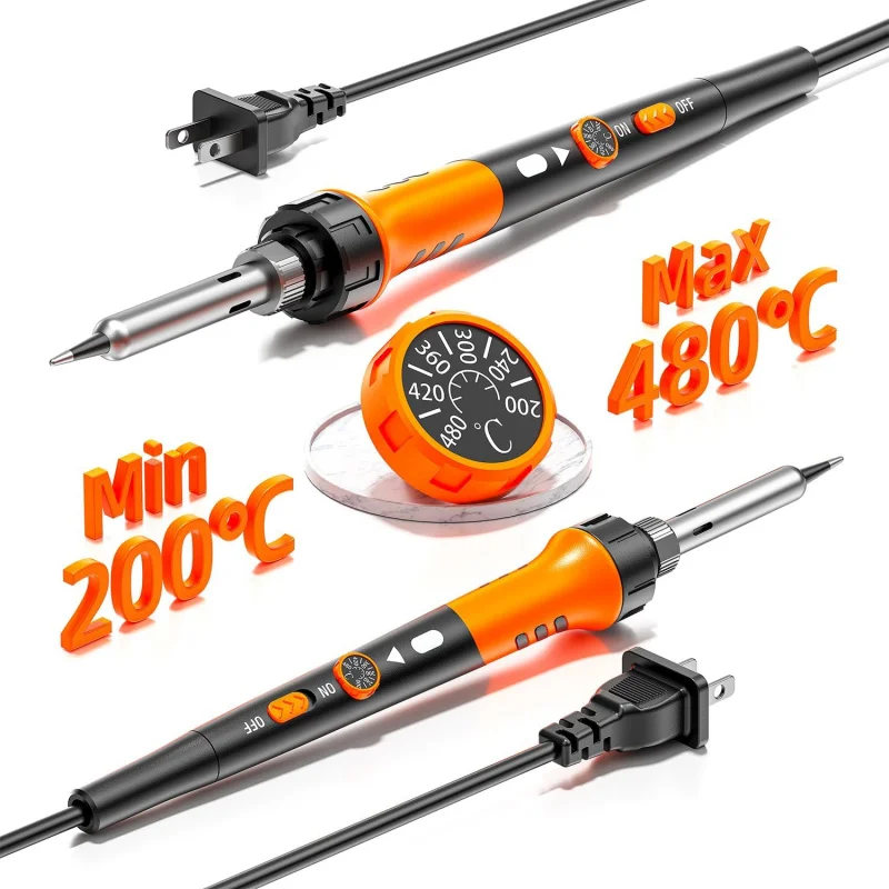 Kit saldatore Premium, pistola saldante da 60 W con riscaldatore ceramico, strumento di saldatura 12 in 1, temperatura regolabile da 200 a 450 °   C