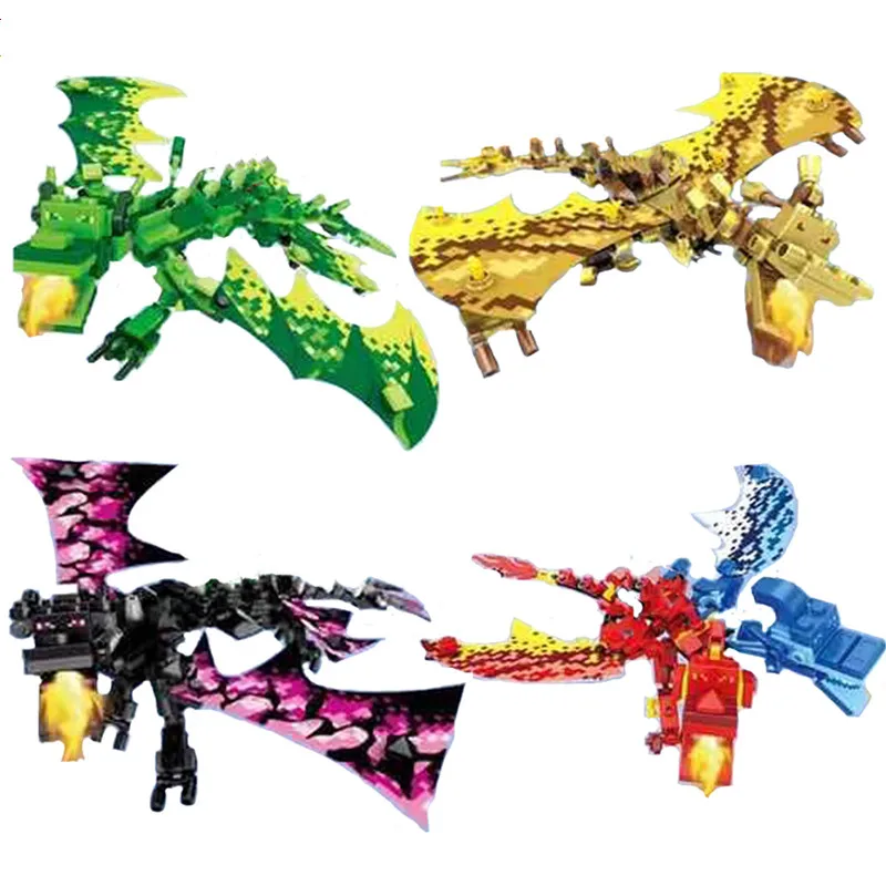 

4 In 1 My Worlded Ender Dragon Knights Figures Building Blocks Kids Toys Bricks Gift For Children Boys