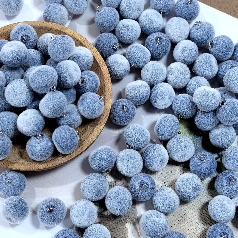 30Pcs Flocking Blueberry Resin Charms Kawaii Simulation Fruit Flocked Pendants for Keychains DIY Jewelry Making Earring Findings