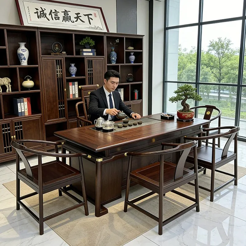 HT  New Chinese rosewood tea table and chair combination tea table desk  integrated dual-purpose spot delivery