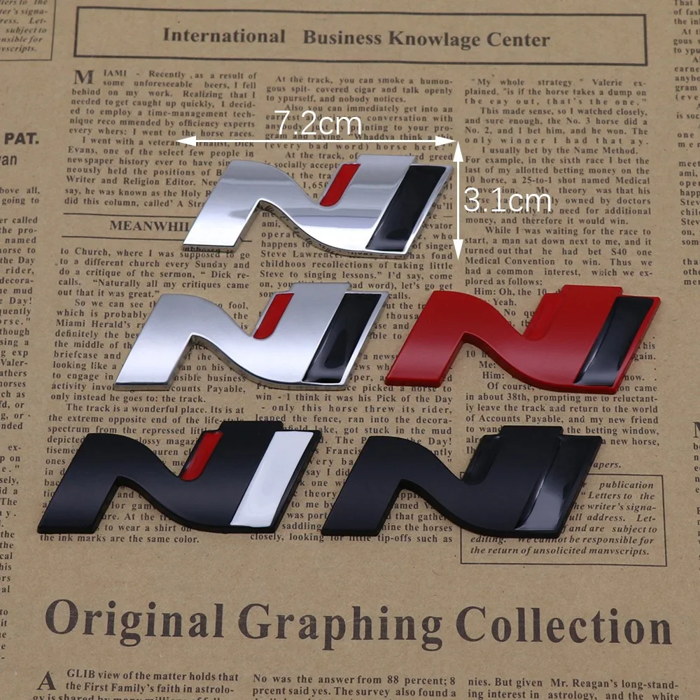 1pcs Metal Logo N Line Emblem Car Badge Rear Trunk Sticker For i20 i30 Kona Sonata Elantra Tucson N Car Accessories
