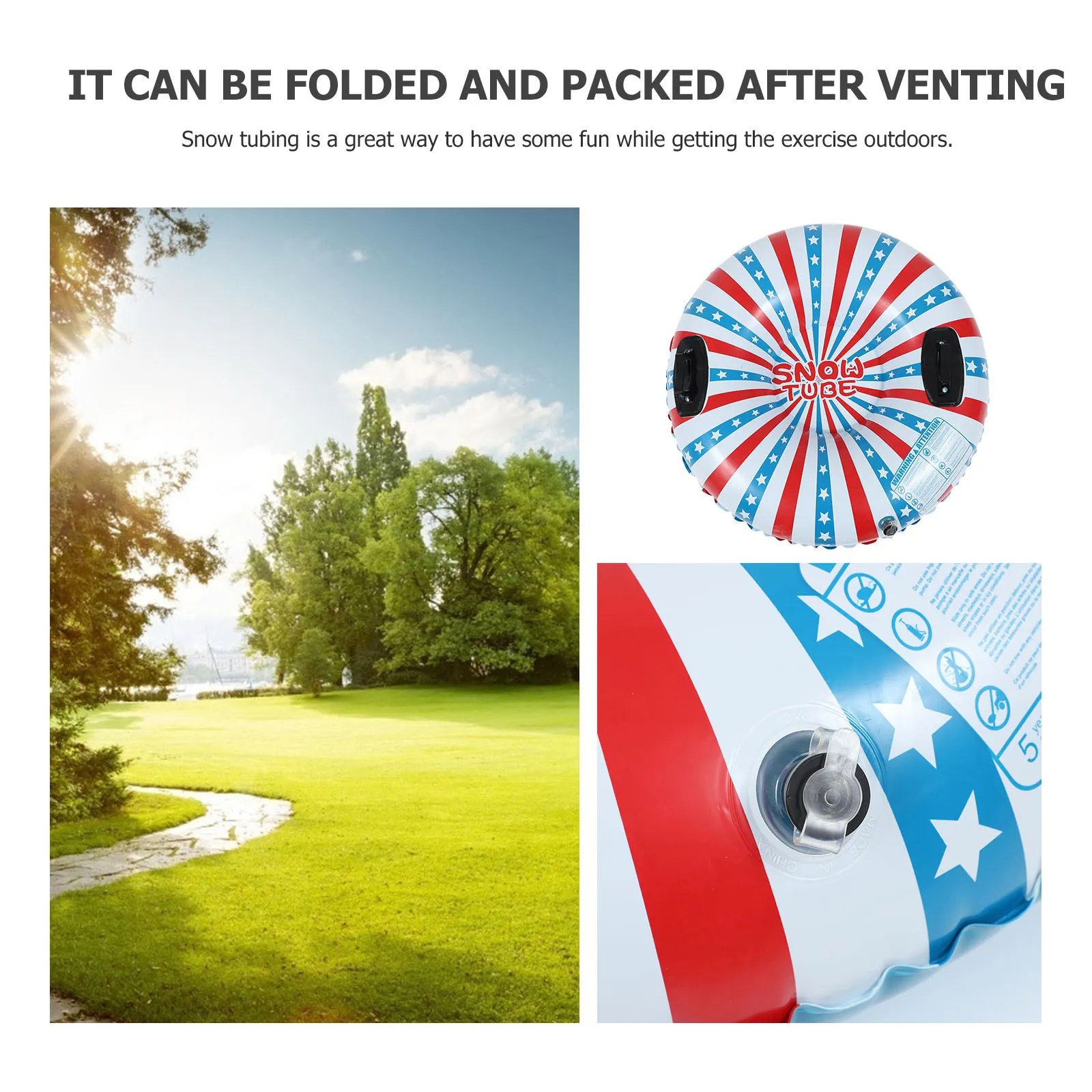 

1Pcs Outdoor Snow Tube Inflatable Sliding Cushion Heavy Duty PVC Snow Sled for Winter Fun Easy Carry Foldable Air Tight Design