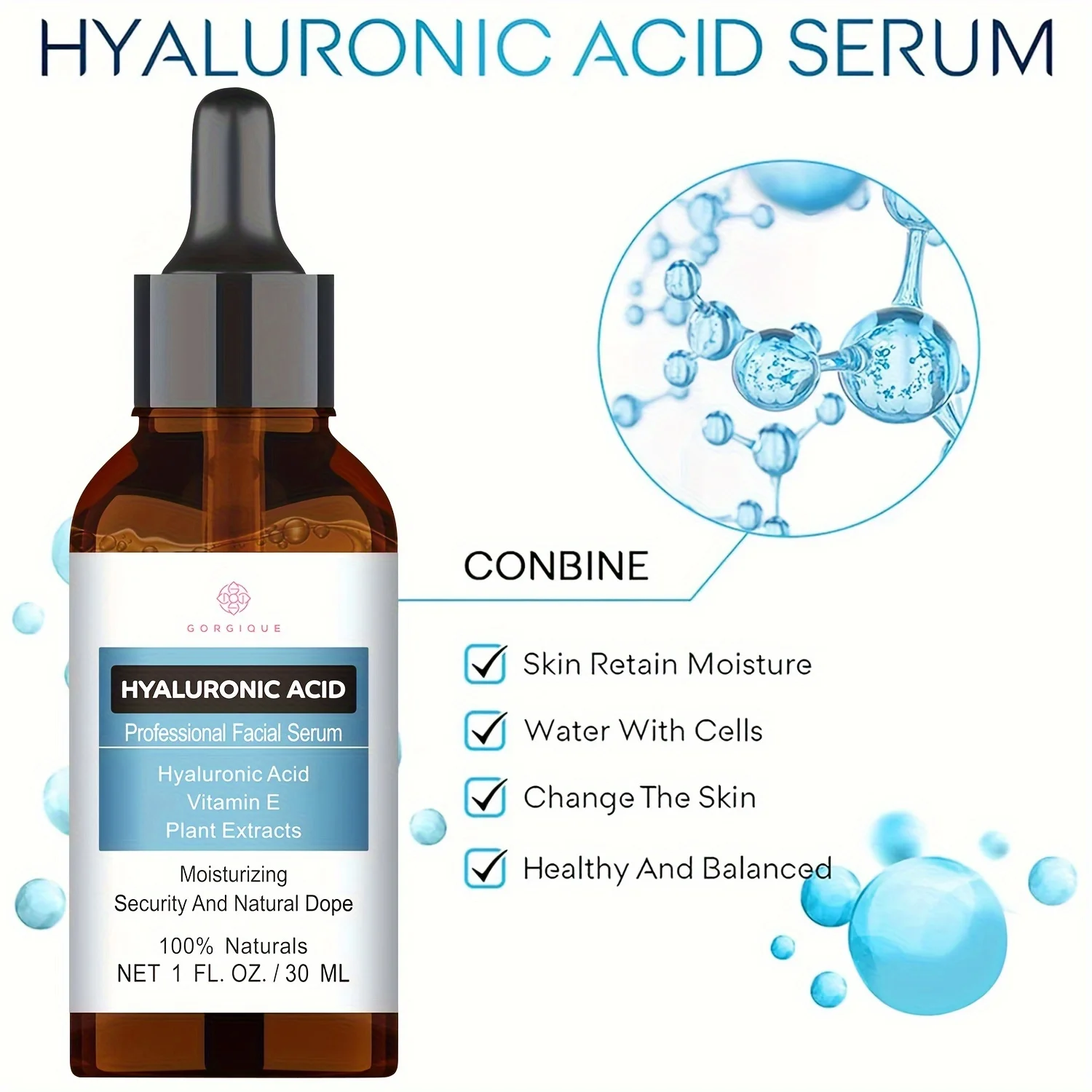 Hyaluronic Acid Serum for Skin Intense Hydration Moisture Non Greasy