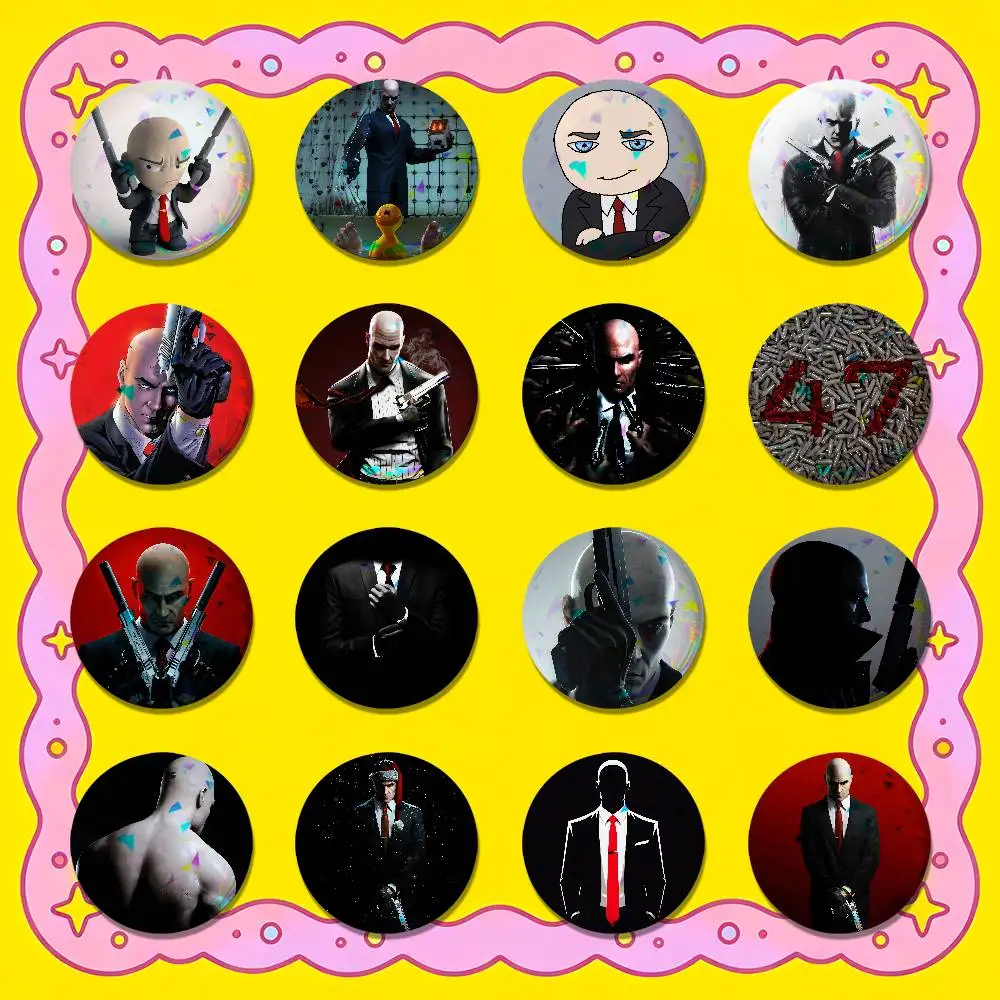 For Agent 47 Hitman Badge Cover Custom Pin Insignia Emblem Round Button 58mm 44mm Laser Film