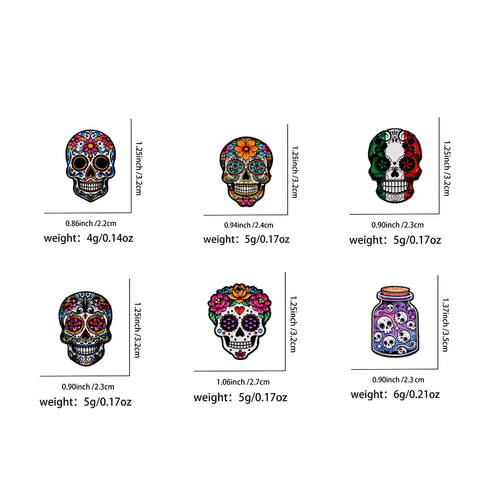 Mexican Colored Skull Creativity Enamel Pins Women Badge Backpack Collar Lapel Pin Hat Jewelry Gifts for Friends