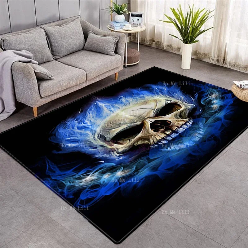 3D Horror Skeleton Halloween Art Nordic Flannel Floor Rugs Anti Slip Carpet Home Decoration For Bedroom Living Room