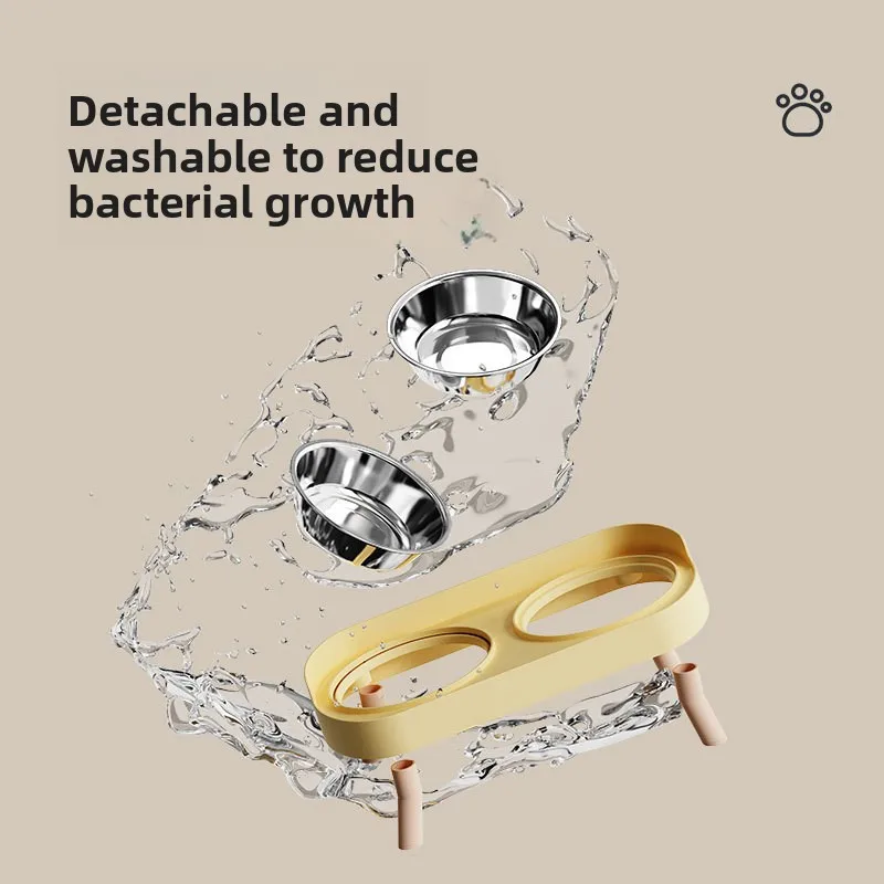Bol double anti-choc en acier inoxydable, bol pour chien et chat, protection cervicale, bol alimentaire anti-éclaboussures adapté à une utilisation intérieure
