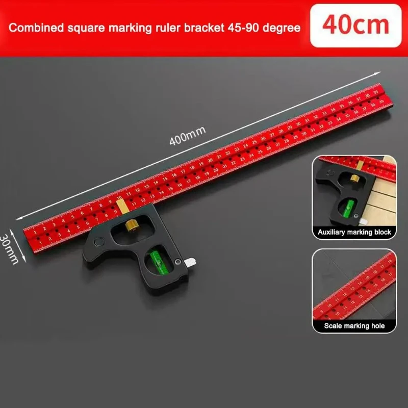 High-Precision Professional Heavy Duty Woodworking Gauge With Movable Scale For Carpentry DIY30/40cm Aluminum Alloy Angle Ruler