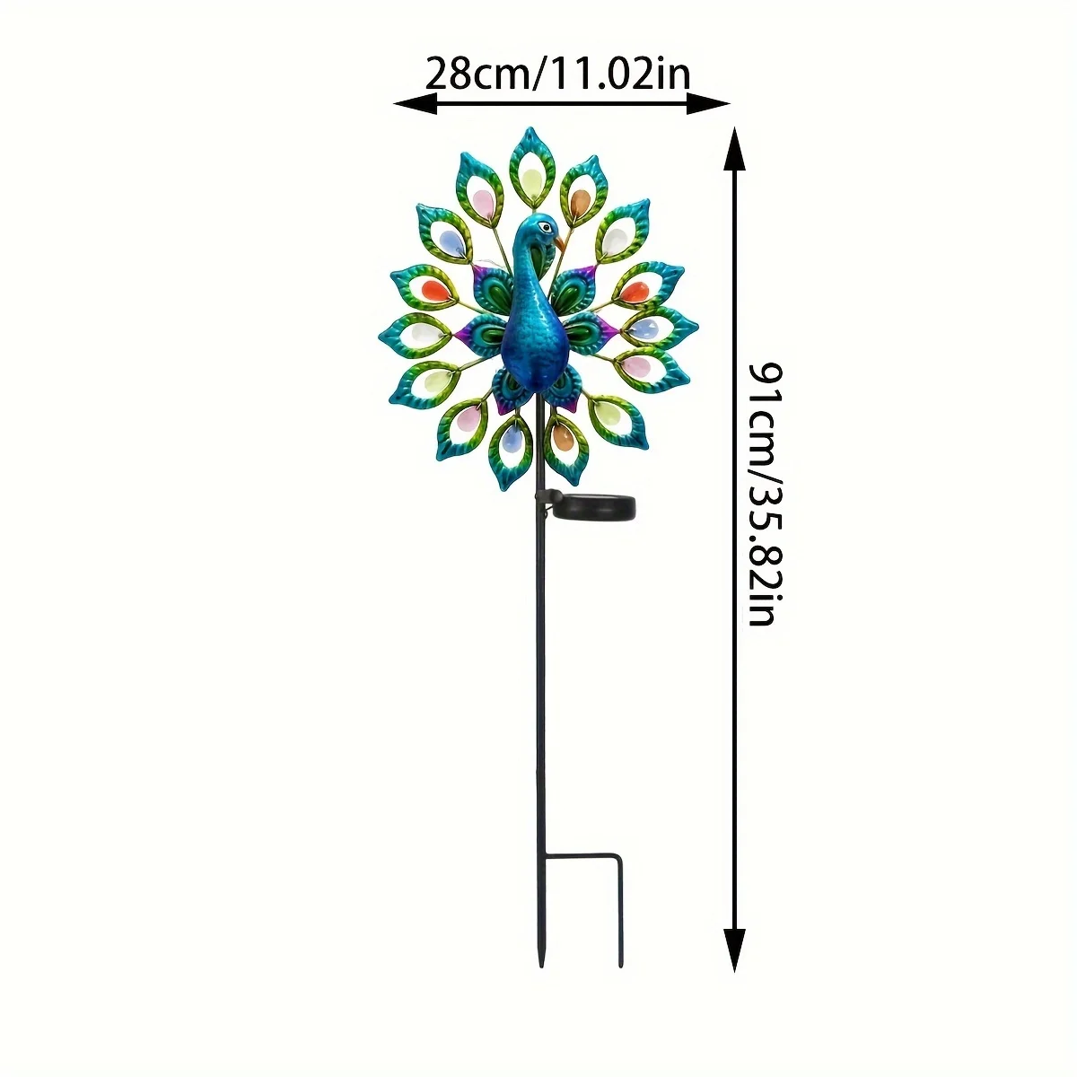 1pc Peacock Color Solar Light, Suitable For Garden, Courtyard, Lawn, Doorway, Pond, Balcony