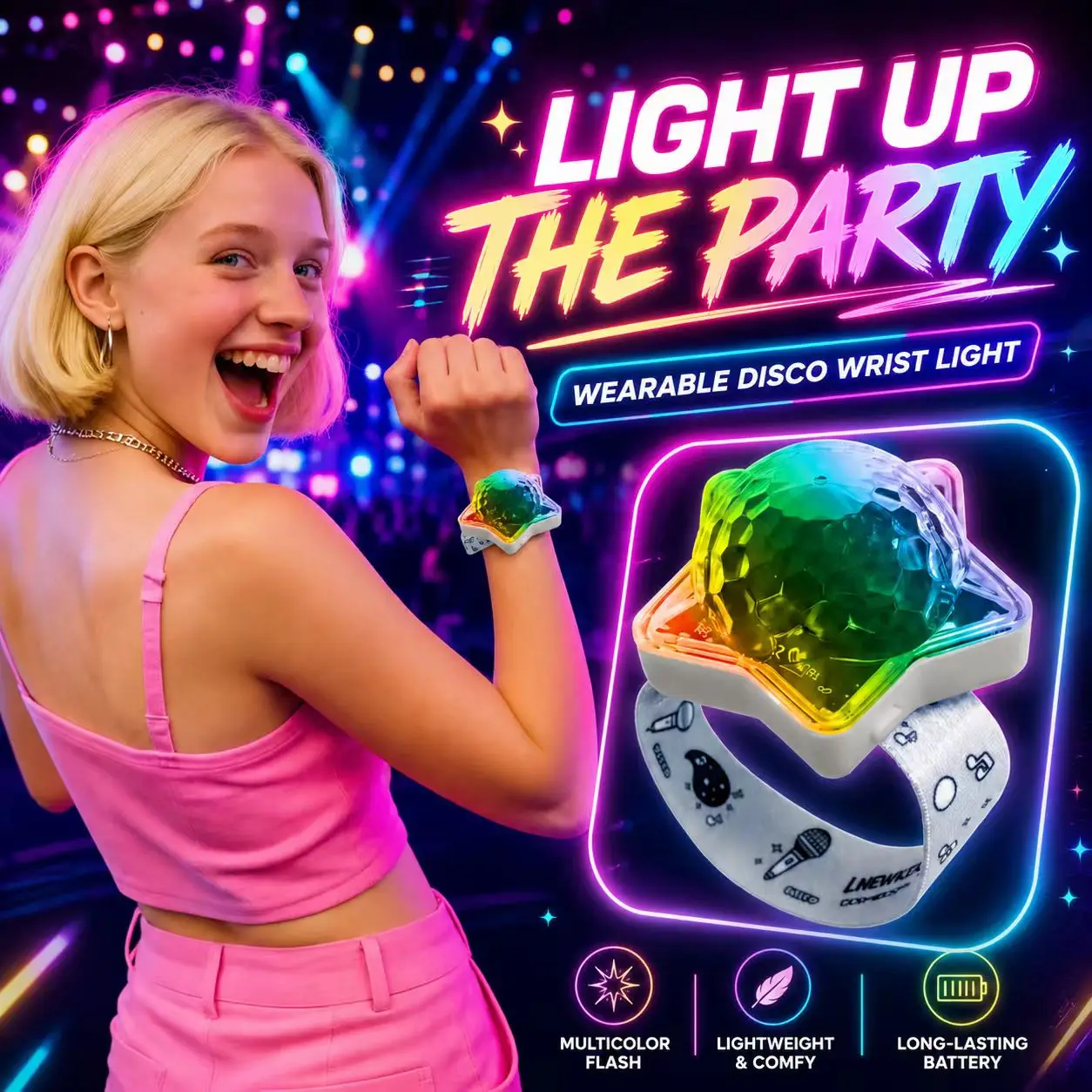 Fashion Wrist Watch Light Stage Jumping Party Ambient Light Disco KTV Bar Flashing Atmosphere Mini Rainbow Lamp Projector Light
