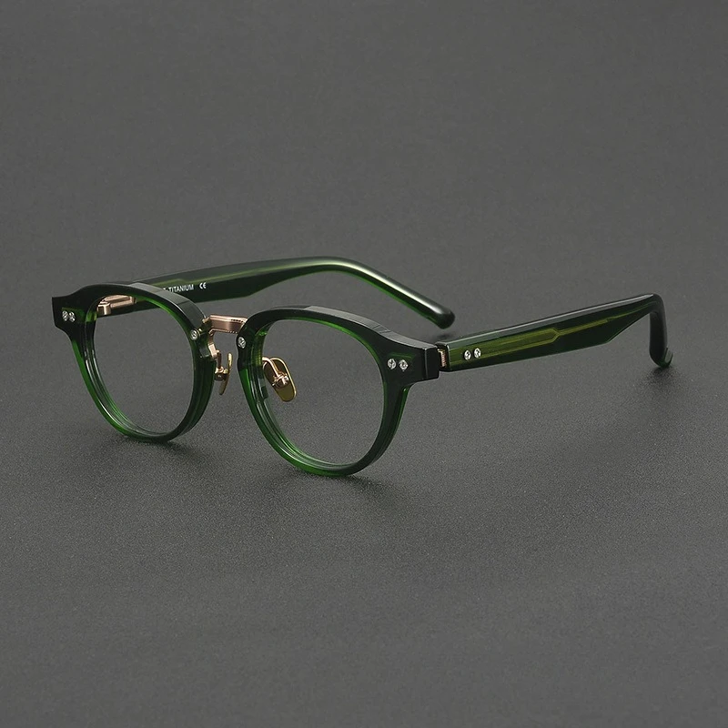 CLLOIO Durable Vintage Comfortable Reading Glasses Anti Blue Light Acetate Frame Titanium Oval Progressive Prescription Eyewear