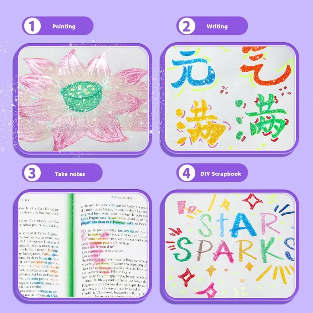 

Многофункциональный блестящий цветной маркер с одной головкой, флуоресцентная ручка с двойной головкой, маркеры с мягкой головкой, сделай сам, художественная роспись