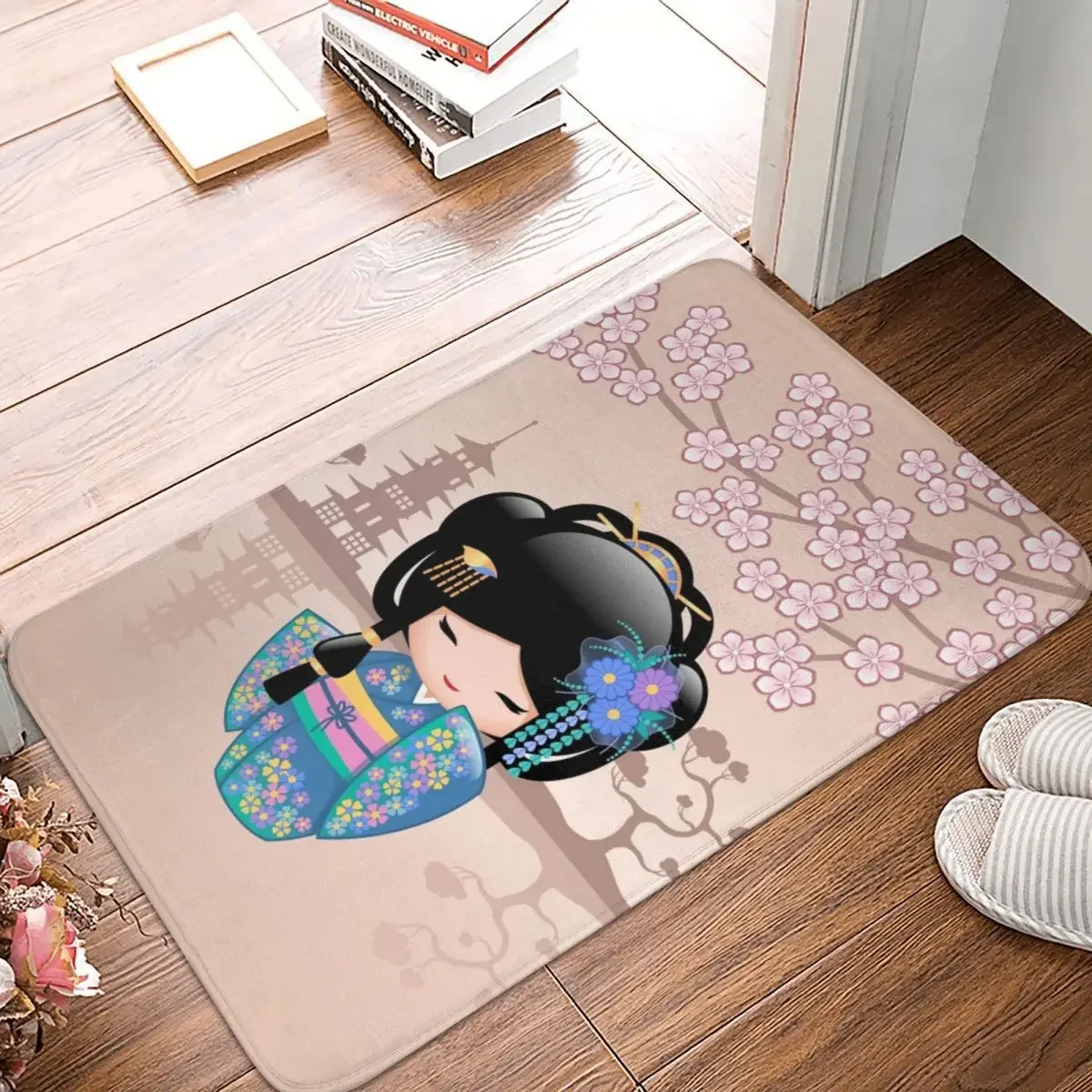 

Art Non-slip Doormat Kitchen Mat Japanese Keiko Kokeshi Doll Floor Carpet Entrance Door Rug Bedroom Decorative