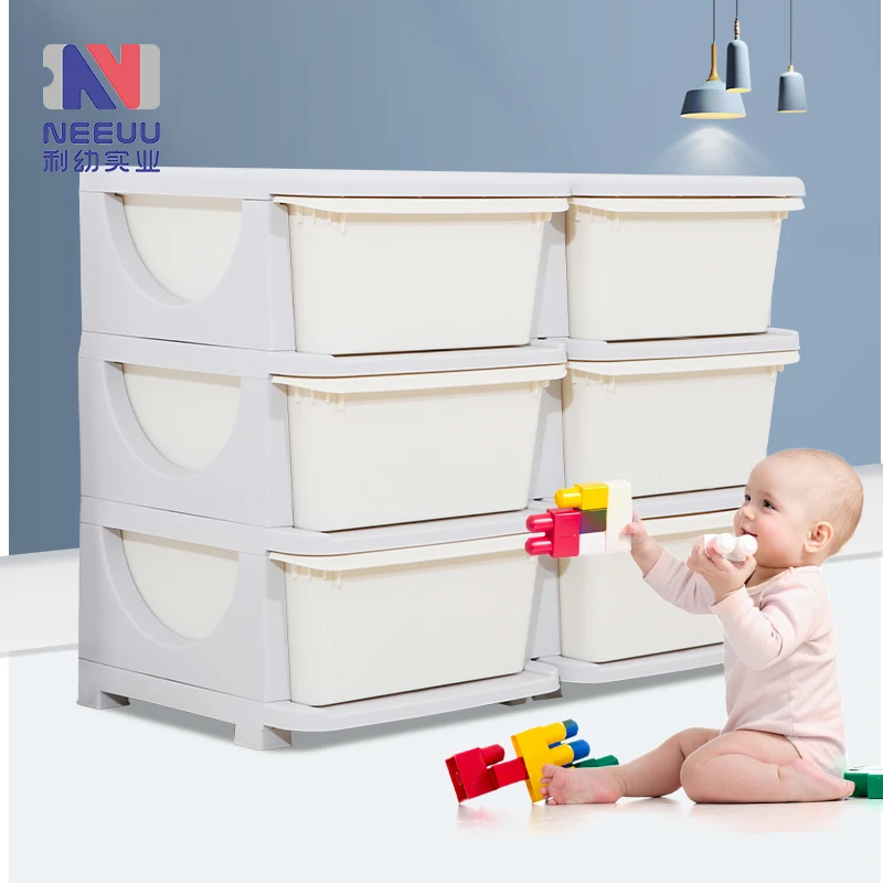 Kids furniture custom plastic movable baby chest corner cupboard rack drawer toys storage children cabinets for Kindergarten use