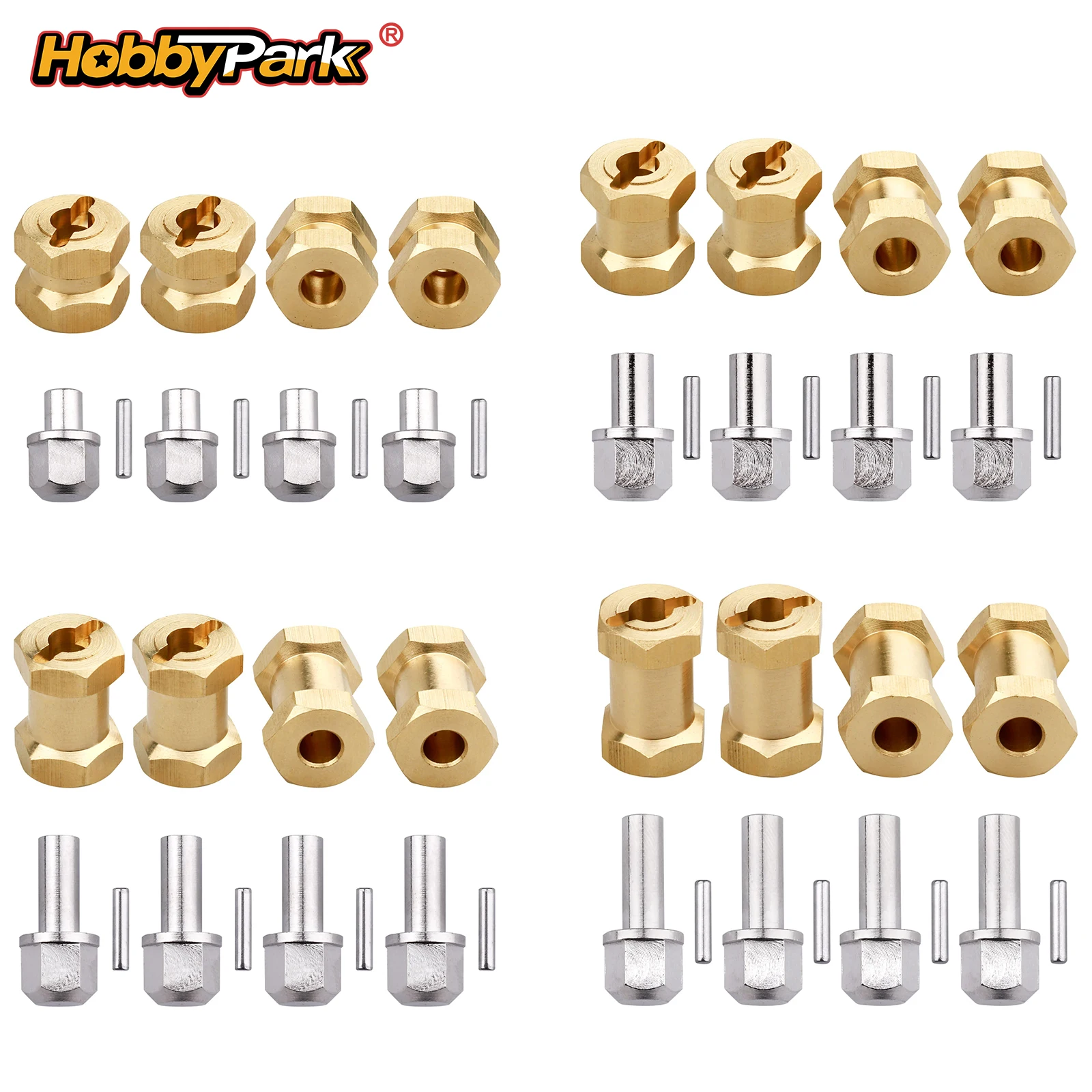 

HobbyPark Brass 12mm Wheel Spacer Wheel Hub Extension Drive Adapter for Axial SCX10 & SCX10 II 1/10 RC Crawler
