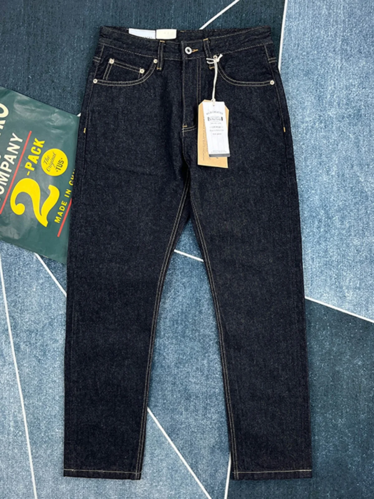 2024 Autumn and Winter American Retro Primary Color Black Denim Jeans Men\'s 86.4% Cotton Washed Old Heavyweight Straight Pants